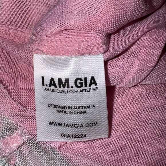 I.AM.GIA Womens Mesh Ruched Parton  Lined Tube Top Crop Pink Stretchy Size L Y2K - Picture 8 of 11